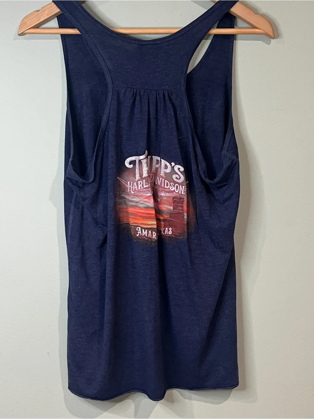 Harley-Davidson Navy Blue Tank Top with Orange Logo
